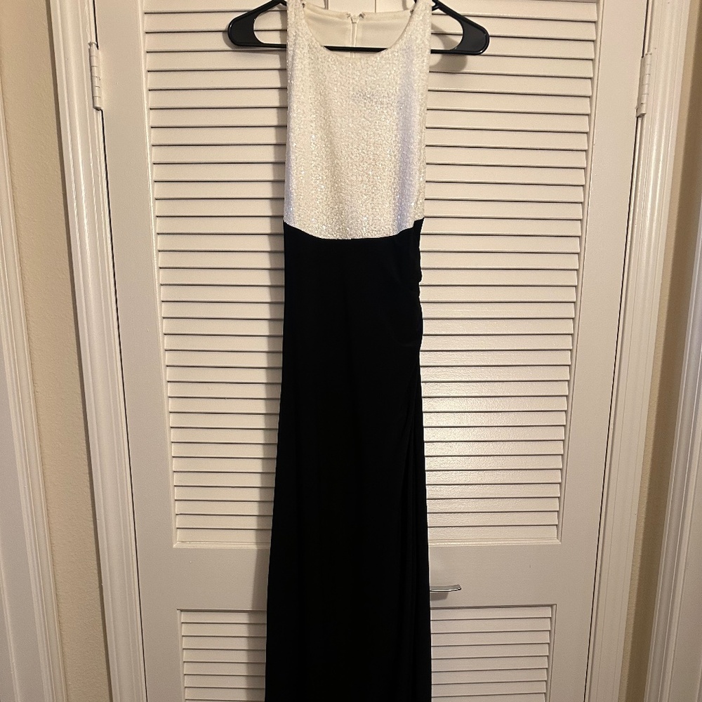 White and black dress with white sequins by Lauren Ralph Lauren